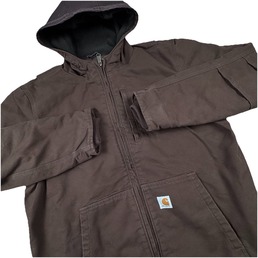 Carhartt Full Swing Jacket Men Lg Tall Brown Loose Fit Washed Duck Fleece Lined